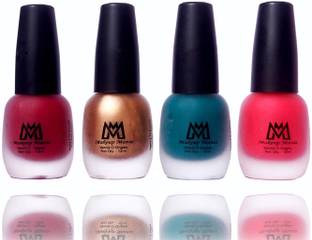 makeupmania Premium Collection Nail Polish, Combo of 4 Velvet Matte Nail Enamels - MM#17 Multicolor
