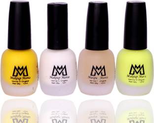 makeupmania Matte Nail Paint Combo, Home & Professional Use (MM#63) Yellow, White, Opaque, Parrot Green