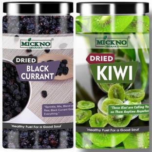 mickno organics Combo of 500gm, Dried Kiwi Dry Fruits & Black Currant Dry Fruit For Baking Dessert Shakes Eating Ice Cream. Kiwi, Black Currant