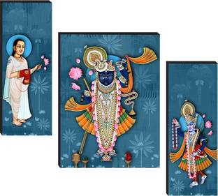 Masstone Lord Shrinathji with Yamunaji Mahaprabhuji piece MDF Painting Digital Reprint 12 inch x 18 inch Painting