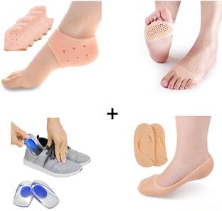 Woxour 4 Pair of Combo Anti heel crack set socks pain foot gel relief anti silicone Heel Support (Pack Of 4)