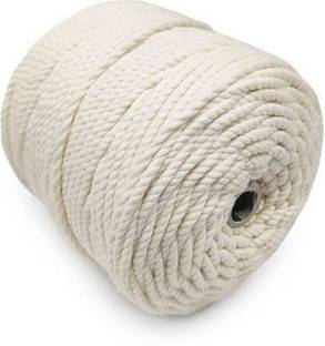 WHITE POPCORN 3 Ply/Twisted Macrame Cotton Cord/Dori (Roll Packaging)