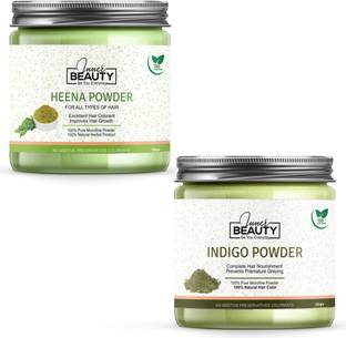 Inner Beauty 100% Natural & Pure Heena Powder For Natural Texture & Colour, Nourishment, Strong, Shiny, Silky,Healthy Scalp, Dandruff & Spilt Ends Free Hair- Hair Pack 100 GM (Pack of 1) & 100% Natural & Pure Indigo Powder Long Lasting Herbal Hair Colour & Bread Colour Hair Pack 100 GM (Pack of 1) 100 GM Each