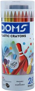 DOMS Plastic Crayons Round Tin 28 Shades