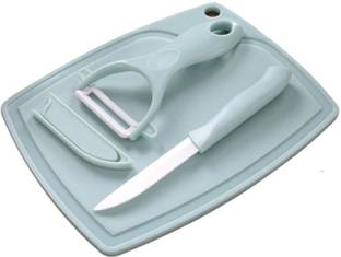 AlexVyan Fruit Knife Sets Paring Knives Chopping Boards Fruits Peeler (3 in 1) Suits Kitchen Cooking Vegetable Ceramic Knife Tools Plastic, Stainless Steel Cutting Board