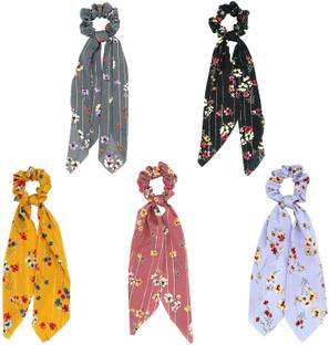 SUPERFAB 5 Pcs Hair Scarf Hair Scrunchies Hair Bands Ponytail Holder Scrunchy Ties Multi Colors Hair Accessories for Women Girls Rubber Band