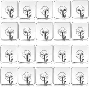 Medigo Self Adhesive Wall Hooks, Heavy Duty Sticky Hooks for Hanging 10KG (Max), Waterproof Transparent Adhesive Hooks for Wall, Wall Hangers for Hanging Hook 20