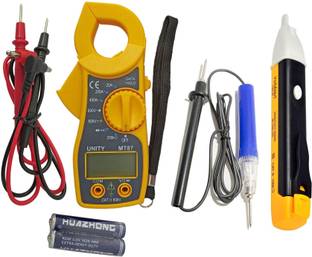 DUMDAAR Mini Pocket-Sized 1pc Digital Clamp Meter Electronic Tong Tester Clamping Meter Digital Multimeter with 1pc Non Voltage Alert 1pc and Continuity Tester (Pack of 3pc) Digital Multimeter