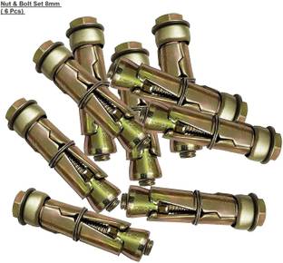 SS SASHA Nut & Bolt Set Nut & Bolt Set 8mm Wall Anchor Fasteners, Rust-Proof Expansion Screws for Concrete Walls ( 6 Pcs)