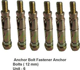 SS SASHA Nut & Bolt Set Nut & Bolt Set 12mm Wall Anchor Fasteners, Rust-Proof Expansion Screws for Concrete Walls ( 6 Pcs)