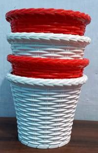 ashigreens Table Top Red and White 5" Plant Container Set