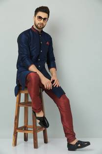 SAIFOO Solid Sherwani