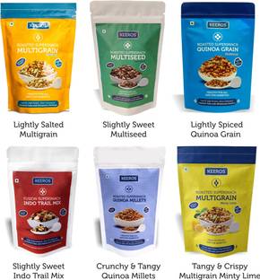 Keeros Healthy & Diabetic Snacks Combo | Variety of 6 Sweet & Salted, Tasty & Crunchy Sugar Free Roasted Snacks