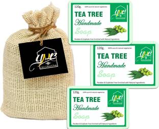 YNB YOURS NATURAL BUDDY YOURS NATURAL BUDDY Organic Teatree Handmade SLS & Paraben Free Soap 120g, (Pack of 3)