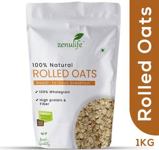 zenulife Rolled Oats, Wholegrain Breakfast, High Protein and Fibre Pouch