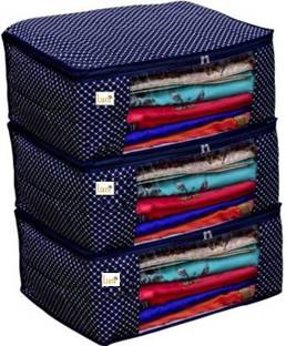 Tiarakrafts 3 Cotton Quilted 3 layered Wardrobe Organizer with Transparent Window SCQ-0A450