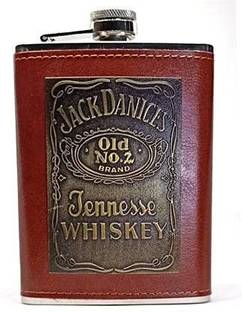 JGG Jain Gift Gallery JGG Hip Flask (240 ml)||Steel and Stitched Leather Hip Flask 8 oz (236 Ml) STAINLESS STEEL Hip Flask