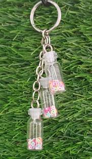 ShopTalk Colorized Shining Star Drift Bottle Keychain 3Glass Bottle Keyrings For Lover Gifts Key Chain For Car Bags Key Rings Key Chain