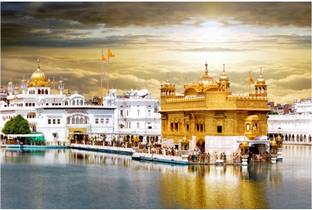 Dharvika Innovations Golden Temple, Amritsar Sparkle Coated Self Adhesive Waterproof Painting Vinyl Poster Without Frame (24 x 36 inch) #DIP2495 Digital Reprint 36 inch x 24 inch Painting