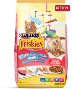 Purina Friskies Kitten Discoveries Baby Cat Food, Tuna Chicken Milk Vegetables & Whole Grain Flavours Tuna 0.4 kg Dry New Born Cat Food
