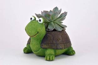 Pancikaa Tortoise Design Longevity and Success Vastu Cartoon Theme Unique and Trendy Succulent Imported Polyresin/Resin Pot Without Plant - Plant Container Set