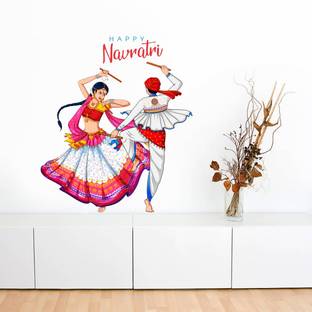VCREATE DECOR 67 cm Navratri dandiya Wall Sticker And Decal Self Adhesive Sticker