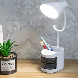 FIRSTLIKE Rechargeable Study & Night Adjustable Table lamp With Mobile & Pen holder,Trays Study Lamp