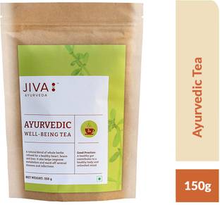 JIVA Ayurvedic Tea - Caffeine Free Tea - Boosts Immunity, Lowers Cholesterol & Improves Digestion - Unflavoured Herbal Tea - 150 g - Pack of 1 Unflavoured Herbal Tea Tin