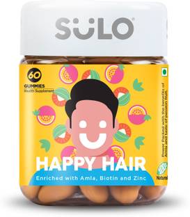 sulo nutrition Happy Hair Vitamins Gummies with Amla Extract & Biotin B7, C, D3, E, Zinc| FOR HIM