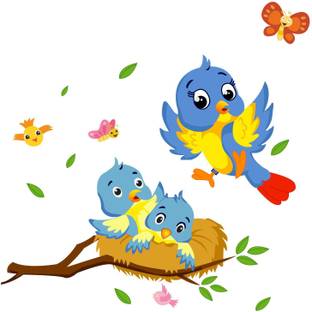 StickerYard 66.04 cm Birds On Nest Self Adhesive Sticker