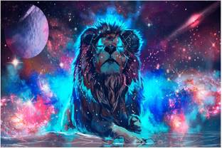StickerYard 68.58 cm Colorful Lion Poster Self Adhesive Sticker