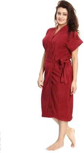 DEERAM Crimson red Free Size Bath Robe
