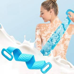AMAZING STAR FASHION Silicone Body Back Scrubber, Double Side Bathing Brush for Skin Deep Cleaning Massage, Dead Skin Removal Exfoliating Belt for Shower, Easy to Clean, Lathers Well for Men & Women (Multicolor) (Body Scrubber)