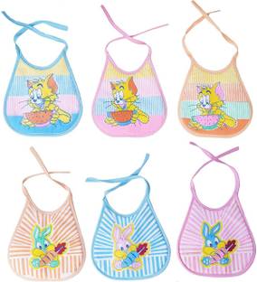 Da Anushi Soft Cotton Washable & Reusable Multicolor Highly Absorbing/Comfortable and Easily Adjustable Feeding Bibs In Apron Style For Babies,Toddlers,Infants