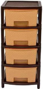 NEELESHWARI Multipurpose 4 Layers Modular Drawer System Organizer Rack ( Beige ) Plastic Free Standing Chest of Drawers
