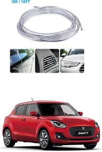 APICAL Maruti Suzuki Swift Edge Guard Protector for Door and Edges 5 Meter) (Colour-Chrome Silver)AK-50 Car Beading Roll For Bumper, Door, Window Sill