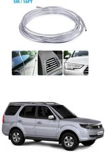 APICAL Tata Safari Storme Edge Guard Protector for Door and Edges 5 Meter) (Colour-Chrome Silver) Car Beading Roll For Bumper, Door, Window Sill
