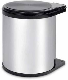DBR Stainless Steel Auto Lid Pedal Dustbin/Garbage Bin with (15 LTR .) Silver & Black Modular Kitchen Hardware & Accessories Stainless Steel Dustbin