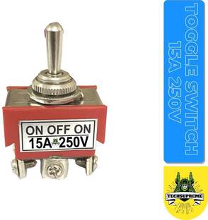 TechSupreme Heavy Duty Rocker Toggle Switch 15A 250V ON/Off/ON Switch with PC Wear-Resistant Handle 6 Terminal 3 Position Electronic Components Electronic Hobby Kit
