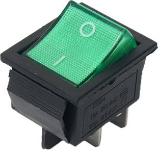 Electronic Spices (Pack of 5 ) 2 Position Rocker Switch ON/Off AC 125V/20A 250V/16A for Boat with LED Light DPST 4 Pins (Green) Electronic Components Electronic Hobby Kit