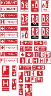 KREEPO Hydrant, Fire Extinguisher, CO2, Water, Dry Power, Foam, Fire Exit, Fire Extinguisher Do Not Block, Hydrant Do Not Block, Fire Alarm Emergency Sign