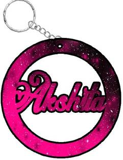 SY Gifts Akshita Pink Black Glitter Keychain Key Chain