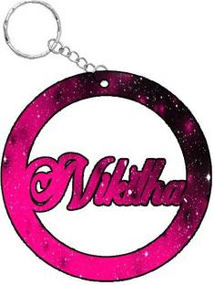 SY Gifts Nikitha Pink Black Glitter Keychain Key Chain