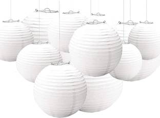 ShikharRetails Paper Lamp Hanging Lantern Kandeel, for Decoration Hotels Home Diwali Lantern Light Fixture ( White) 11Pcs Pendant Lamp Ceiling Lamp