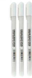 Definite White Highlight Gel Pen 0.8MM (Pack of 3) for highlighting in Portrait, Sketches & Black Paper Gel Pen