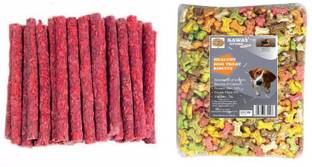 SAWAY Saway Dog Calcium Treats Dog Dry Mix Biscuits 150gr,Rawhide Mutton Munchy Stick (Red) 150gr (Pack of 300Gr) Mutton, Egg 0.3 kg Dry Adult, New Born, Young, Senior Dog Food