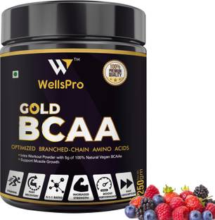 WellsPro Gold BCAA 4:1:1 250g [25 Servings] Muscle Protein Synthesis & Faster Recovery BCAA