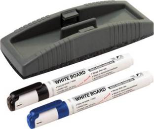 YAJNAS Regular Non Magnetic White Board Duster Whiteboard Eraser for Easy Cleaning of White Board Marker or Chalk Board Writing and 2 Pcs White Board Marker (1 Whiteboard Duster and 2 Marker) Dusters