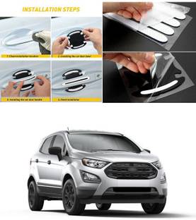 XZRTZ Car Door Handle Scratch Cover Sticker Protective Film Pad & Carbon Fiber Striation Bowl Decal Warning Sticker Reflective Strips (8PCS Silver) X16 Matte, Glossy, Chrome Ford Ecosport Side Garnish