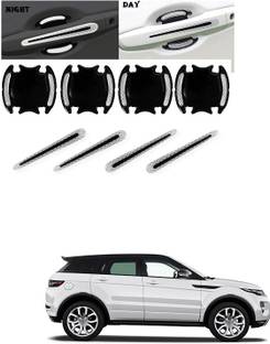 PECUNIA Car Door Handle Scratch Cover Sticker Protective Film Pad & Carbon Fiber Striation Bowl Decal Warning Sticker Reflective Strips (8PCS Silver) C37 Car Beading Roll For Bumper, Door